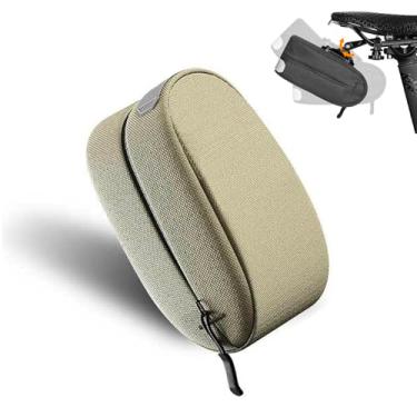 Imagem de ENLEE Bolsa de selim de bicicleta, bolsa ajustável para assento de bicicleta, bolsa traseira de liberação rápida, pacote de assento de ciclismo para bicicletas de estrada de montanha (cáqui)