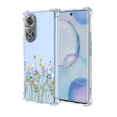 Imagem de OEURVQO Capa para Huawei Nova 9 Honor 50, estampa floral transparente, TPU macio, à prova de choque, antiarranhões, capa protetora para celular para Huawei Nova 9 (pequenas flores silvestres)