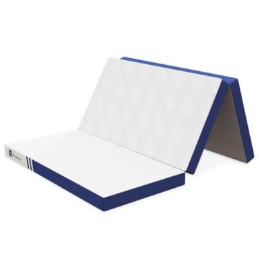 Imagem de Avenco Colchão de três dobras, colchão dobrável de 10 cm, tamanho Queen, de espuma viscoelástica dobrável com capa removível e removível para cama de chão, acampamento, convidados