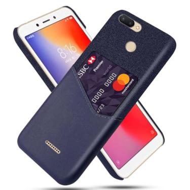 Imagem de Capa para Xiaomi Redmi 6,Tela e tampa de couro PU,Antideslizante,360°cobertura completa à prova de choque com 1 slot de cartão atrás,Prevenção de queda-Blue