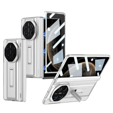 Imagem de POYUFRG Capa fina para Huawei Mate X6, capa híbrida de couro de negócios de luxo PC com suporte capa de proteção de lente com dobradiça tudo incluído, branca, Mate X6