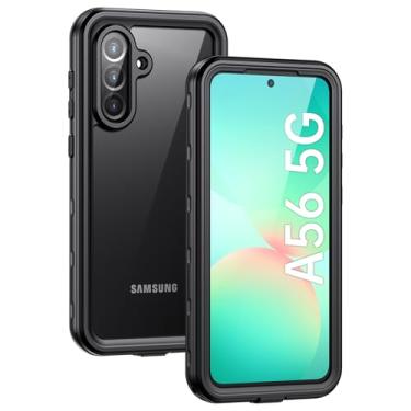 Imagem de Lanhiem Capa para celular Samsung Galaxy A56, à prova d'água IP68, à prova de poeira, protetor de tela integrado, capa protetora robusta à prova de choque para Samsung A56 de 6,7 polegadas, preta