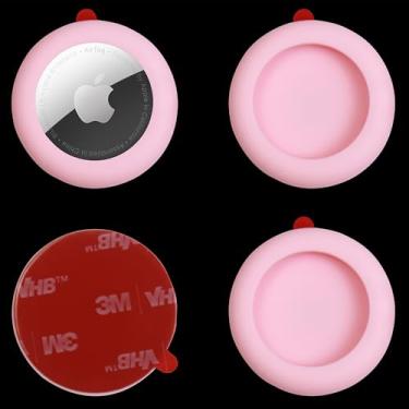 Imagem de echinff Capa de silicone com adesivo forte 3M, pacote com 4 capas protetoras para Apple Air Tags para colar na TV, fones de ouvido remotos, bagagem, laptop, câmera