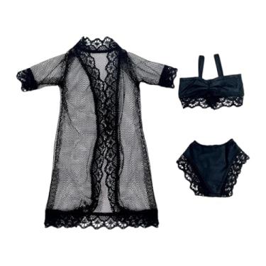Imagem de predolo Pijama de boneca para dormir, roupa íntima para bonecas de 11,5 polegadas, roupa de banho, de dormir de verão , Preto