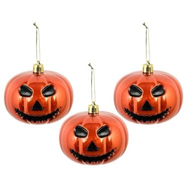 Imagem de Fancyes 3 Enfeites de Abóbora Pendurados para Halloween, Bolas Decorativas para Festas, Laranja perolado, Tamanho real