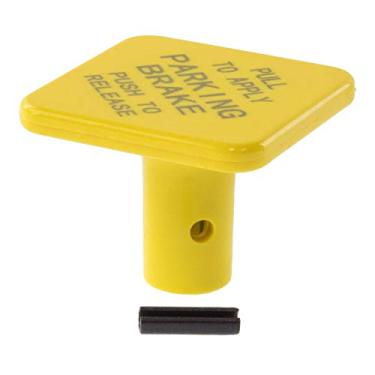 Imagem de Botão amarelo com pino de rolo para válvula de controle de freio de traço – serve para eixo de 9,5 mm