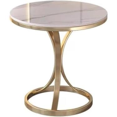 Imagem de Mesa Lateral De Sofá Mesa De Cabeceira Moderna De Laje De Rocha Para Sala De Estar Pequena Mesa De Centro Com Design Simples Móvel E Perfeita Para Sofá Canto Varanda Quarto Mesa D, C, 80cm