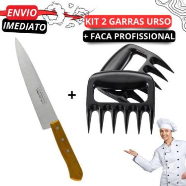Imagem de Faca 30 Cm Profissional Super Afiada + Garras de Urso Para Churrasco P