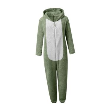 Imagem de UxicRuya Macacão feminino de pijama com capuz para festa interna de Halloween, Green L