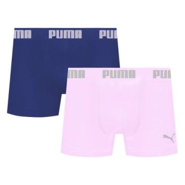 Imagem de Kit 2 Cuecas Puma Boxer Sem Costura Masculina, Azul, Rosa, EG