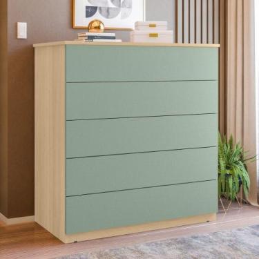 Imagem de Cômoda 05 Gavetas Compacta Amêndoa/verde - PIPPA WEB