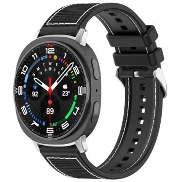 Imagem de MOTONG Pulseira de substituição compatível com Samsung Galaxy Watch 8 – pulseira de silicone de reposição + pulseira de nylon compatível com Samsung Galaxy Watch 8/8 Classic (preto)