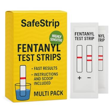 Imagem de SafeStrip Tiras de Teste de Fentanil, Pacote de 10 com Colher/Tiras de Teste de Fentanil Altamente Sensíveis para Testar Drogas/Tiras de Teste de Fentanil para Comprimidos, Pós/Kit de Teste de Fentani