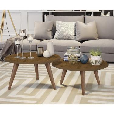 Imagem de Conjunto Mesa De Centro E Mesa De Apoio Grazi - Pés De Madeira Madeirado - J3 Móveis
