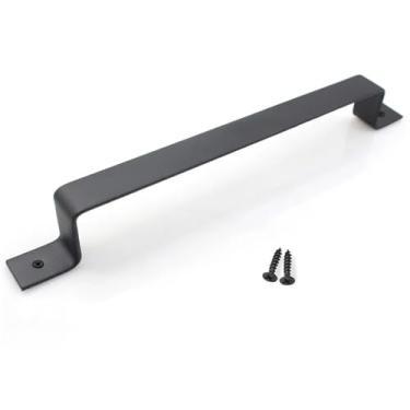 Imagem de Maçaneta de porta de celeiro simples, rústica, para porta de correr, ferragem, aço carbono preto, resistente, madeira, v