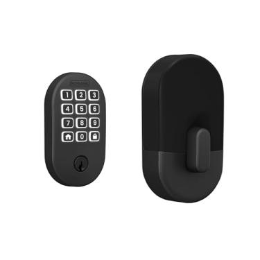Imagem de Schlage Fechadura inteligente BE459WB RMN 622 Arrive WiFi, fechadura inteligente com tela sensível ao toque de entrada sem chave com acabamento Remsen, preto fosco