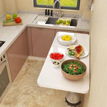 Imagem de Mesa Dobrável Montada Na Parede Para Lavanderia, Mesa Dobrável Montada Na Parede Para Pequenos Espaços De Economia, Mesa Flutuante Para Crianças Para Jantar, Quarto, White, 100x40cm/39x16in