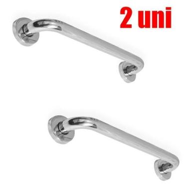 Imagem de Alça Apoio Barra Inox 30Cm Acessibilidade Kit 2 Unidades - AB MÍDIA
