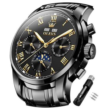 Imagem de Relógio OLEVS Automatic para homens Self Winding Mechanical Black