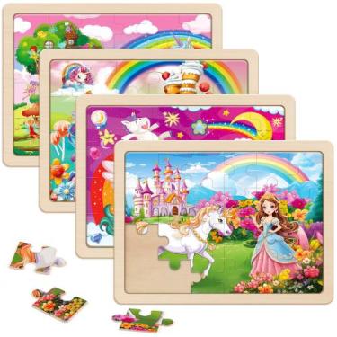 Imagem de Quebra-cabeças de madeira SYNARRY Unicorn Princess Fairy Girls 3-6 ano