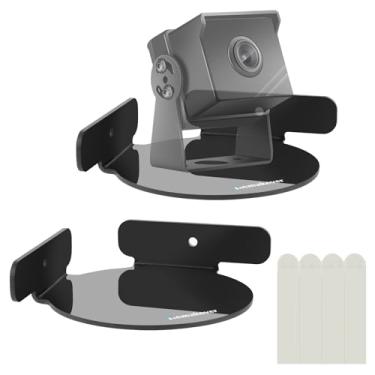 Imagem de Suporte de prateleira de canto circular de acrílico para câmeras de segurança, monitores de bebê, alto-falantes, plantas e mais, suporte universal de came, fácil de instalar, sem parafusos com tiras