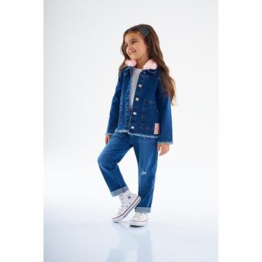 Imagem de Jaqueta Jeans Infantil Feminina Up Baby, Azul escuro, 1