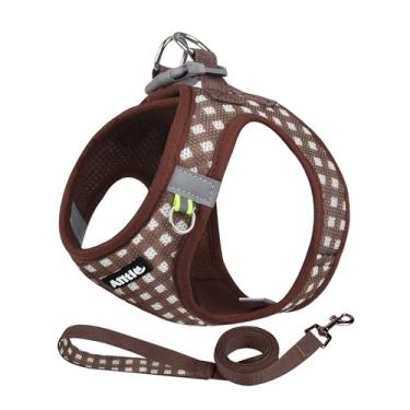 Imagem de AIITLE Easy Walk – Conjunto de coleira e coleira para cães, não puxa, malha respirável para o verão, listras refletivas, ajustável, à prova de fuga, para cães médios, chocolate, G