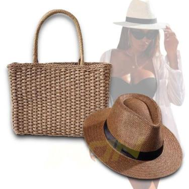Imagem de Kit Chapéu Palha + Bolsa Casual Feminino ABA MÉDIA PANAMÁ 335 - IRON, 