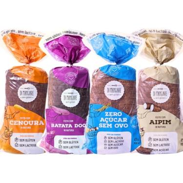 Imagem de Kit 4 Pães Variados Sem Glúten e Sem Leite 420g (Zero Açúcar, Aipim, Cenoura e Batata Doce)