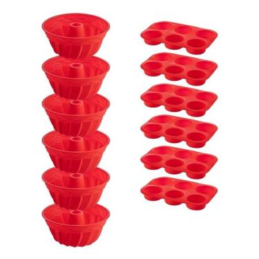 Imagem de 6 Conj Forma 6 Cupcake e Forma Espiral em Silicone Sortida - QUALITY H