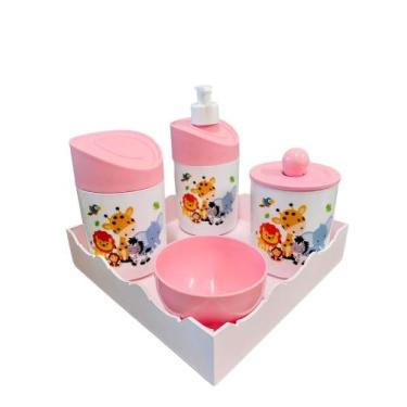 Imagem de Kit Higiene Bebê  Safari Juntos c/bandeja COLORIDA - Dóia Kids , Rosa