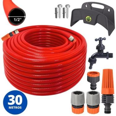 Imagem de Mangueira Jardim 30M + Esguicho Jato Regulável + Engate - Ledmang