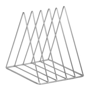 Imagem de QPEY Suporte de arquivo triangular, suporte de disco de vinil de metal com 5 compartimentos, suporte de revista, jornal, adereços de fotografia para escritório e casa (prateado)