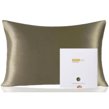 Imagem de Fronha ZIMASILK 100% Pure Mulberry Silk King Olive Grey