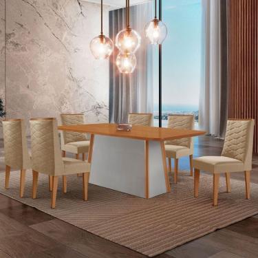 Imagem de Mesa De Jantar Diane 180cm Tampo Mdf Lam-6 Cadeiras Safira