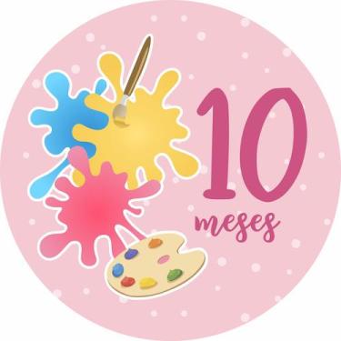 Imagem de Painel de Lona Redondo Mesversário Aniversário de 10 Meses Menina - Fa