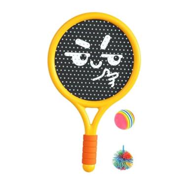 Imagem de oshhni Conjunto de bolas de remo e saltitantes, jogo esportivo, raquete, brinquedos ao ar livre para crianças e adultos, ambientes internos externos, Amarelo