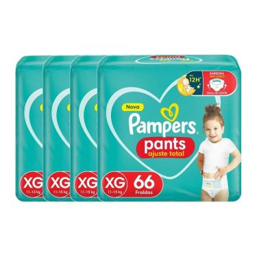 Imagem de Kit 4 Fralda Pampers Pants Ajuste Total Tamanho XG com 66 Unidades
