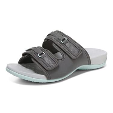 Imagem de Vionic Sandália feminina Rest Sarah com suporte para mulheres que incluem conforto de três zonas com palmilha ortopédica e suporte de arco, sandálias para mulheres, chinelos e sapatilhas, Cinza, 8.5 Wide