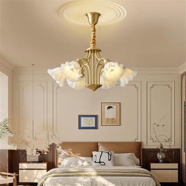 Imagem de Lâmpada Pingente Candelabro LED De Latão Com Estilo Luxuoso Americano E Retro: Design Criativo Para Sala De Estar, Restaurante, Quarto, Estudo, Villa, Hotel E Café (B 6 luzes)