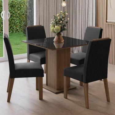 Imagem de Conjunto Sala de Jantar Tampo de Vidro 4 Cadeiras Sines Madesa, Rustic