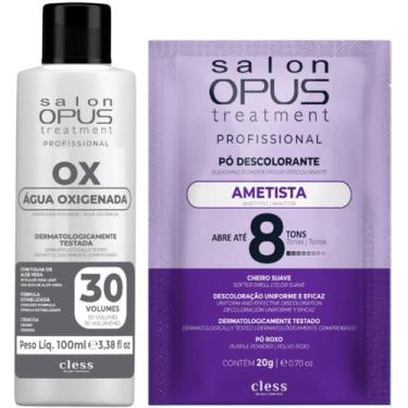 Imagem de Kit Salon Opus Cless Pó Descolorante Ametista 20g com Água Oxigenada 3