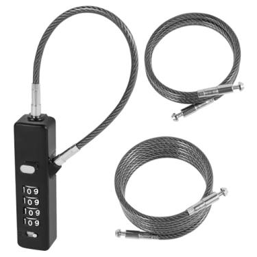 Imagem de WhSunVo Cadeado de combinação de cabos, liga de zinco, 4 dígitos, cabo de 4 dígitos, cadeado portátil para bagagem, cadeado de segurança de bicicleta redefinível para alça de armário e armários de