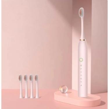 Imagem de Escova De Dentes Elétrica À Prova D'água Cabeça Substituível Inteligente Ultrassônica(Rosa)