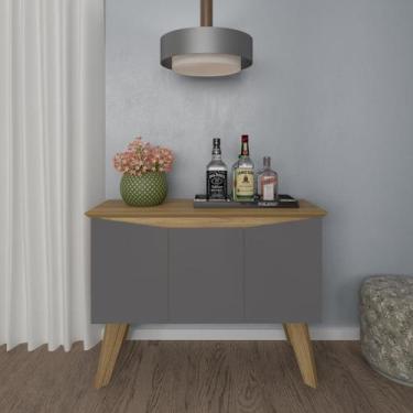 Imagem de Bancada Buffet Oásis Carvalho com Grafite 3 Portas Tampo com Borda Inv