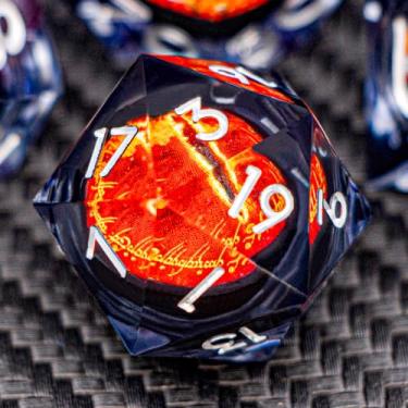 Imagem de ARUOHHA DND Resin Dice Gazes Eye Dice Liquid Core Flaming RPG Sharp Edged Dice Set with Gift Box, Polyhedral D and D Dice Set Compatible with Dungeons Dragons Role Playing Game D20 D12 D10 D8 D6