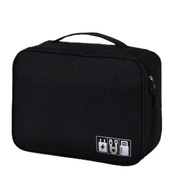 Imagem de Estojo Organizador de Cabos e Acessórios Eletrônicos Cor Preto – Portátil e Resistente, Ideal para Viagens, Carregadores e Gadgets