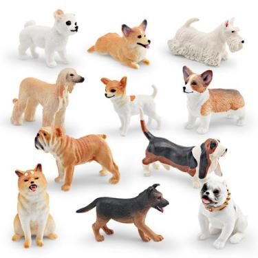 Imagem de Conjunto de bonecos de cães em miniatura realistas de animais de PVC, 