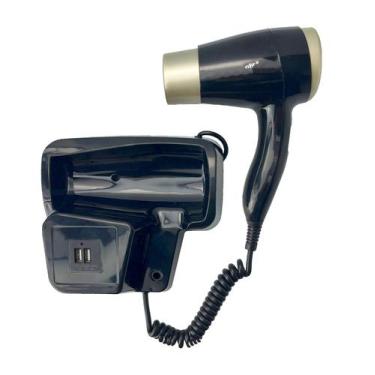 Imagem de Secador De Cabelos Parede 2000w City Hotel Academia Banheiro Ion Preto