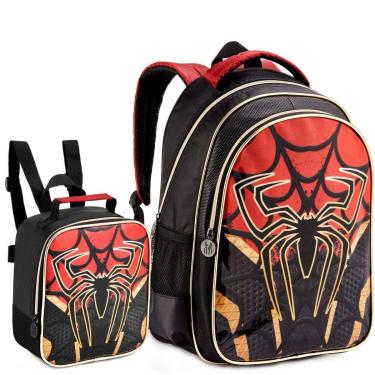 Imagem de Mochila Infantil E Lancheira Menino Escolar Aranha Spider-Unissex